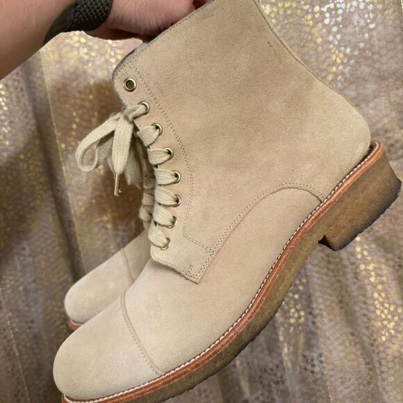 ORO Los Angeles‎ Beige Crepe Suede Combat Boots Size US 8 EU41 ORO Los Angeles Beige Crepe Suede Combat Boots Size US 8  main image 2